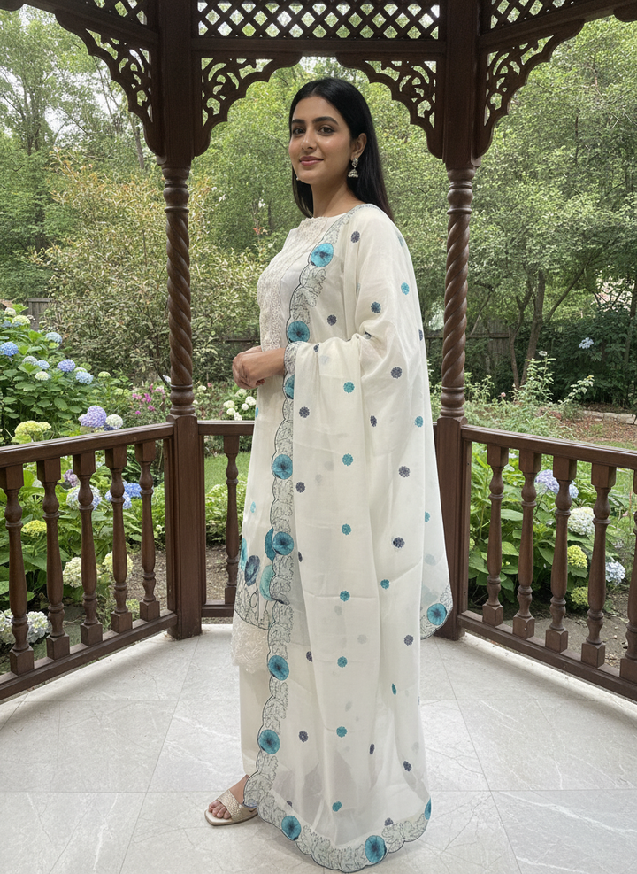 Cream Cotton Embroidered Unstitched Elegance (58447)