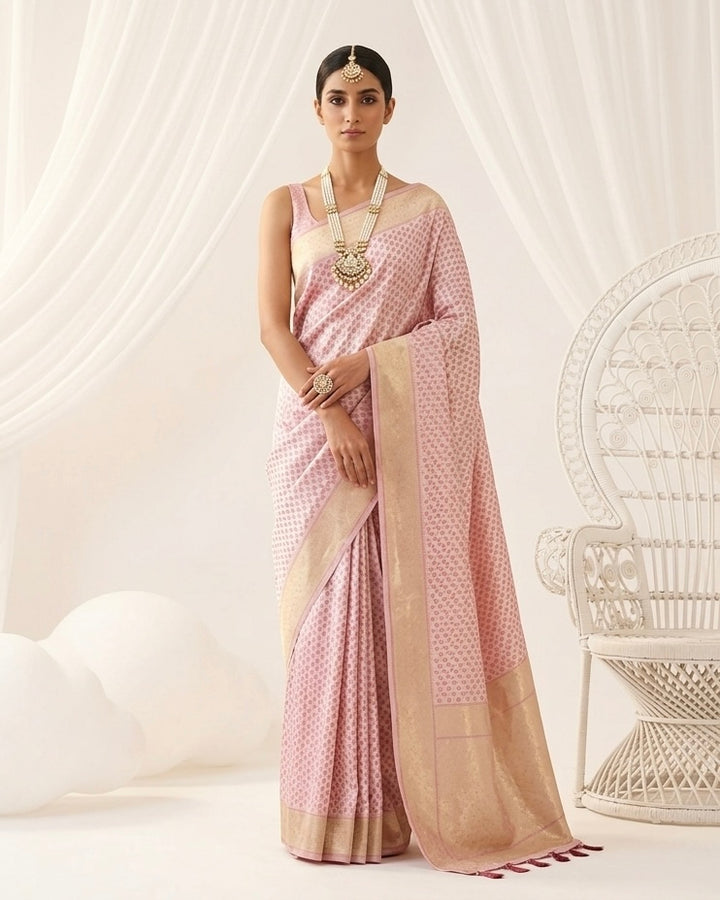 Lavender Silk Saree with Allover Embroidery (54893)