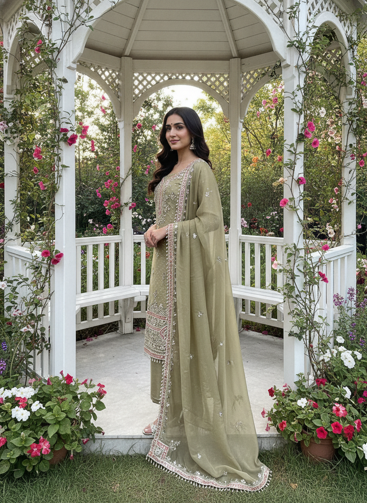 Embroidered Organza Festive Unstitched Ensemble (59463)