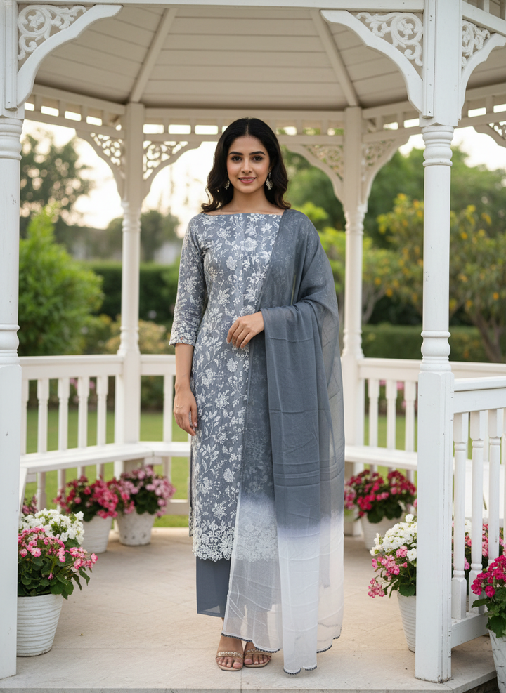 Printed Grey Cotton for Effortless Elegance (51514)