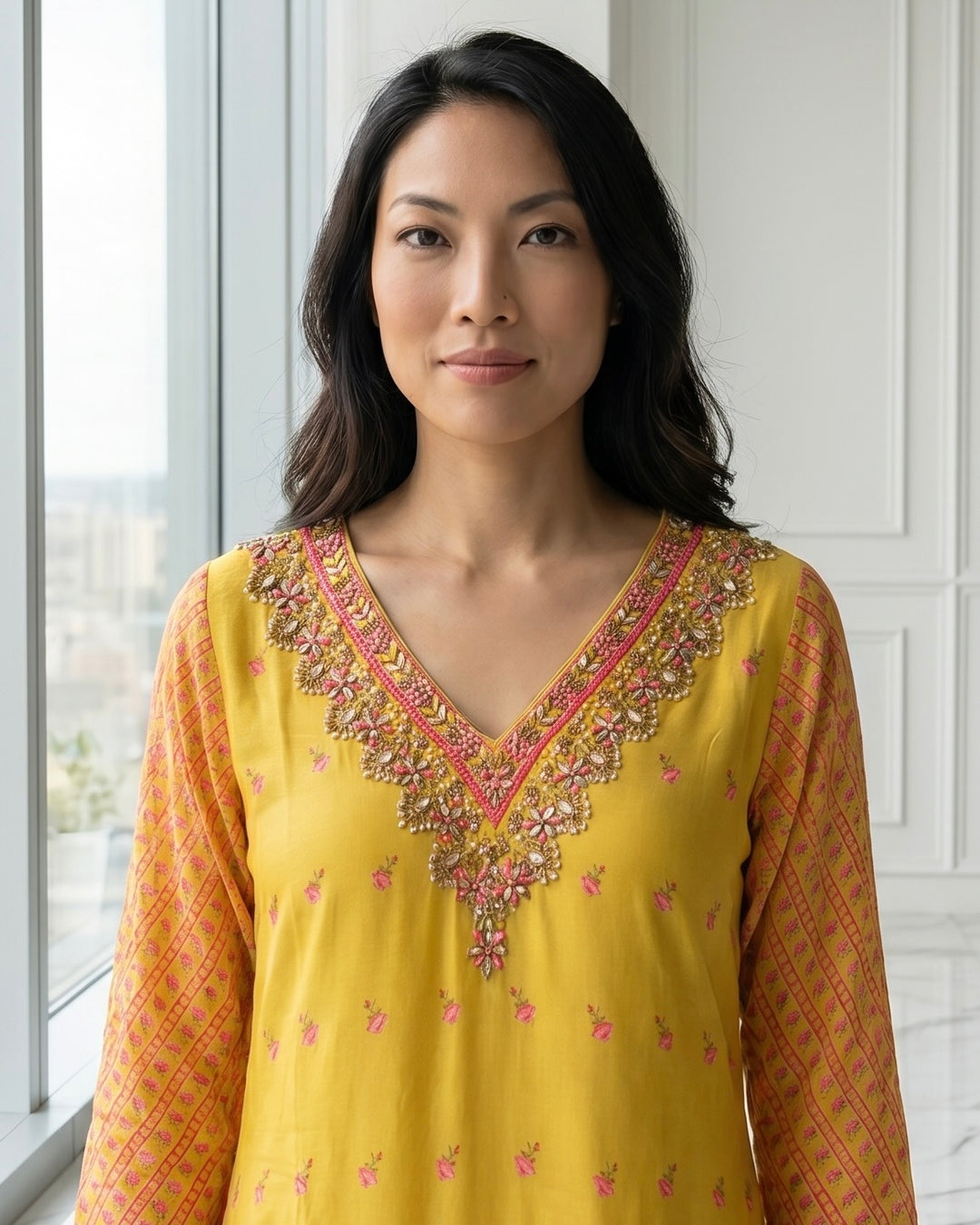 Festive Green Muslin Embroidered Straight Kurta (39515)