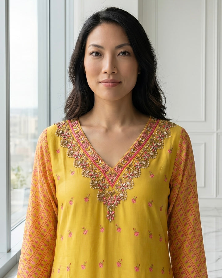 Festive Green Muslin Embroidered Straight Kurta (39515)