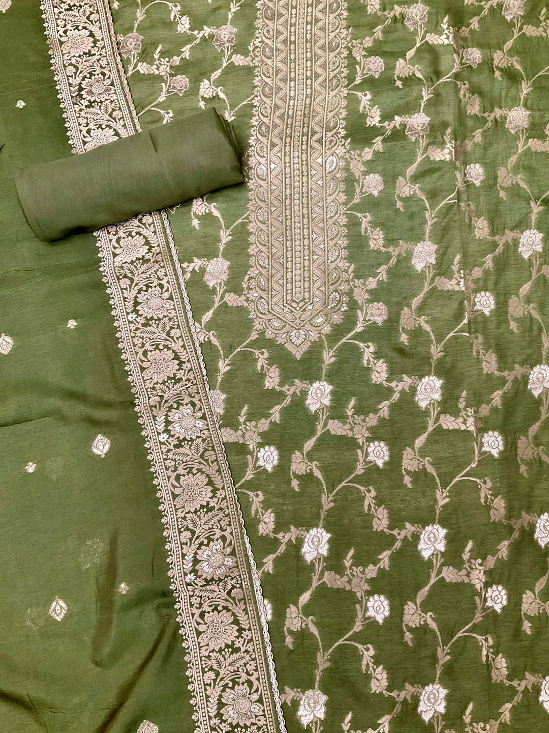 Chanderi Embroidered Unstiched Suit (45545)