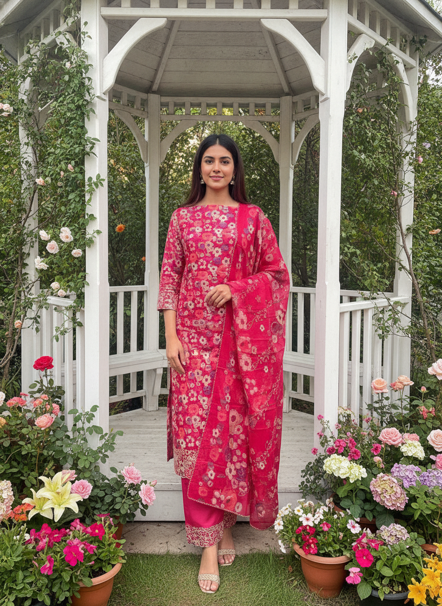 Embroidered Rani Pink Cotton for Everyday Elegance (56808)