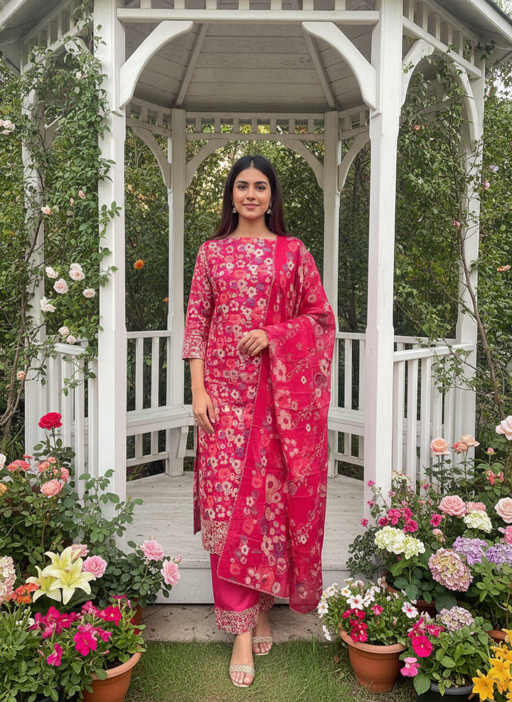 Embroidered Rani Pink Cotton for Everyday Elegance (56808)