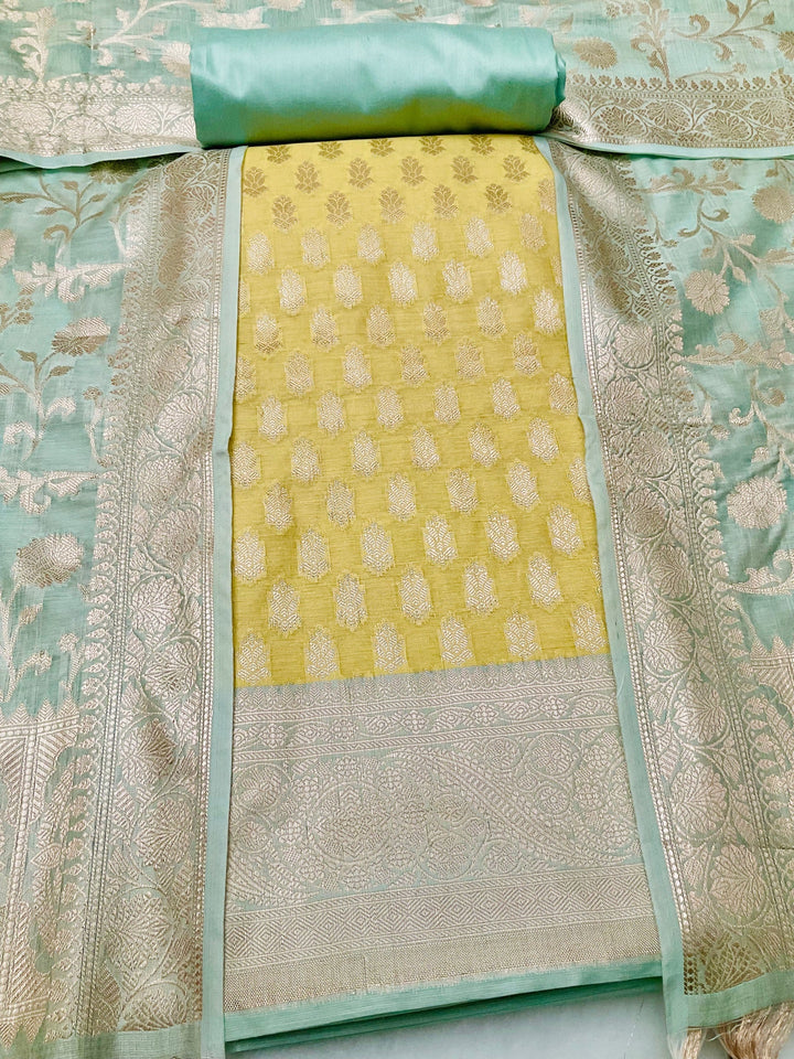 Woven Chanderi Silk Embroidered Unstiched Suit (46185)