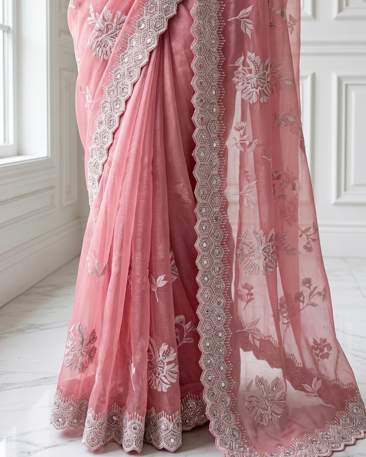 Embroidered Chiffon Saree for Festive Elegance (44279)