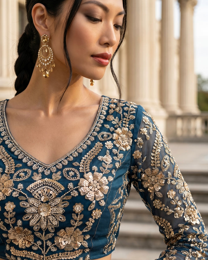 Embroidered Net Bridal Dupatta in Exquisite Hues (47972)