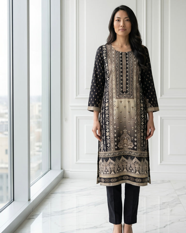 Elegant Black Crepe Embroidered Dupatta (56033)