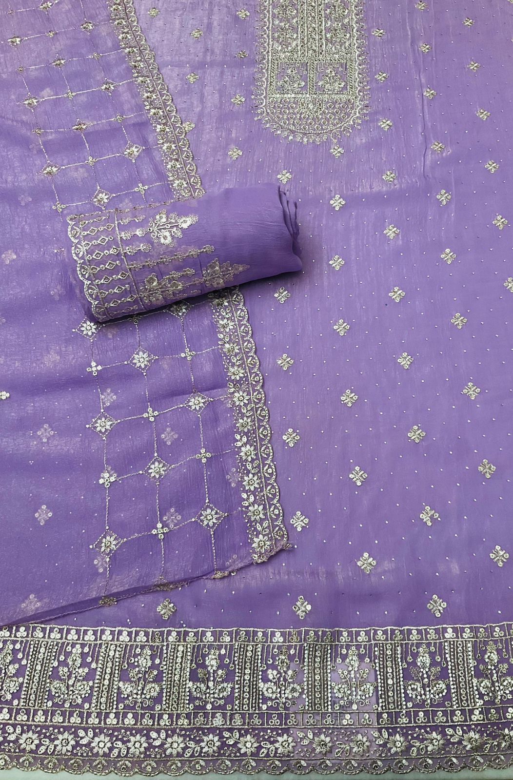 Chinnon Embroidered Unstiched Suit (45542)
