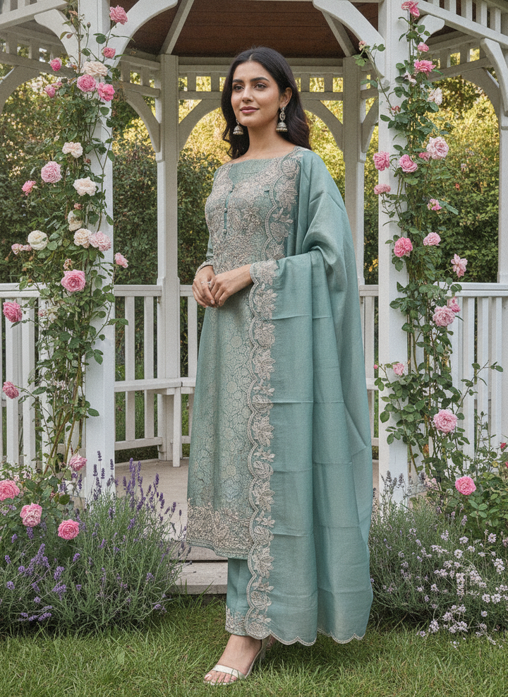 Embroidered Organza Festive Unstitched Ensemble (59618)