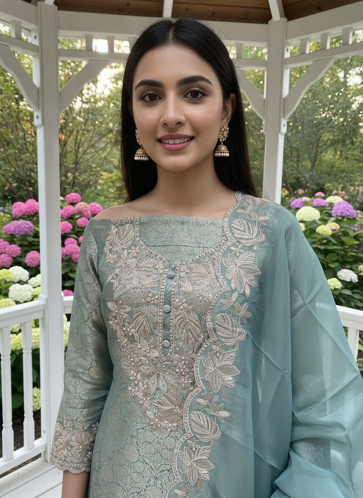 Embroidered Organza Festive Unstitched Ensemble (59618)