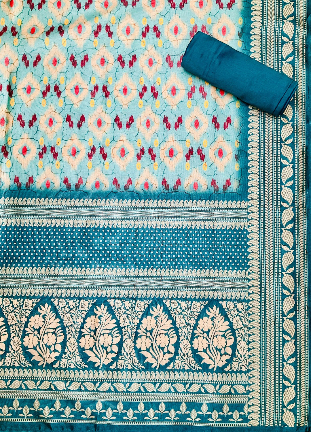 Prined Chanderi Embroidered Unstitched Salar Suit (45340)
