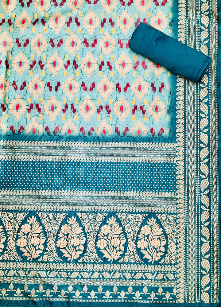 Prined Chanderi Embroidered Unstitched Salar Suit (45340)