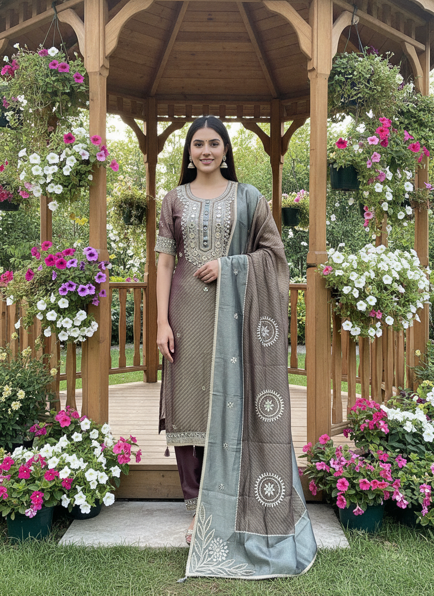 Embroidered Organza Festive Unstitched Ensemble (59458)