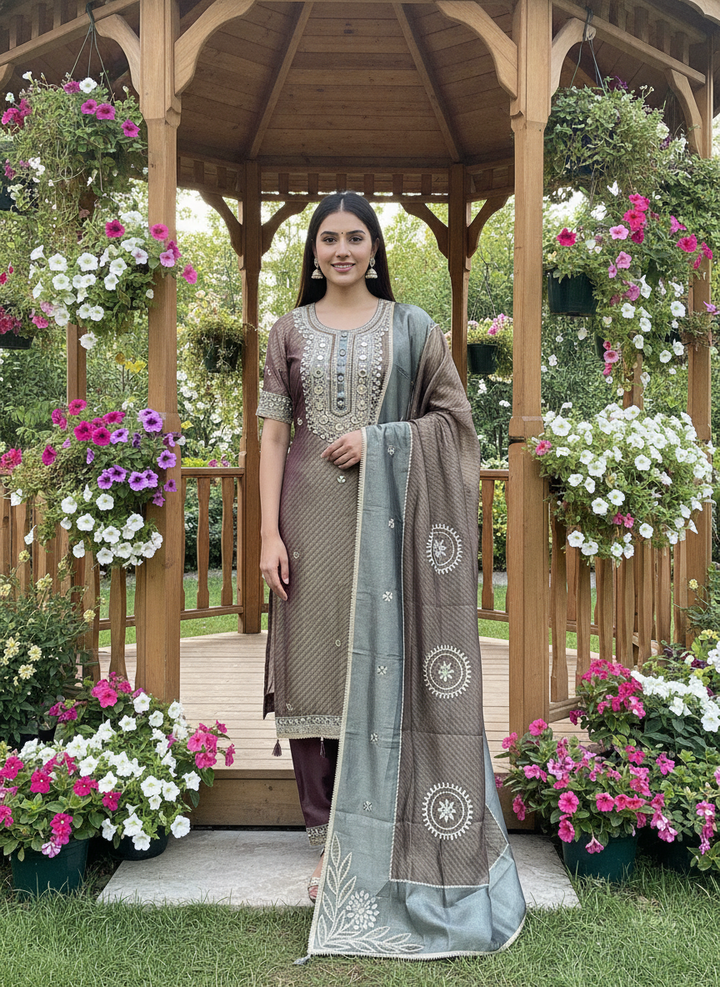 Embroidered Organza Festive Unstitched Ensemble (59458)