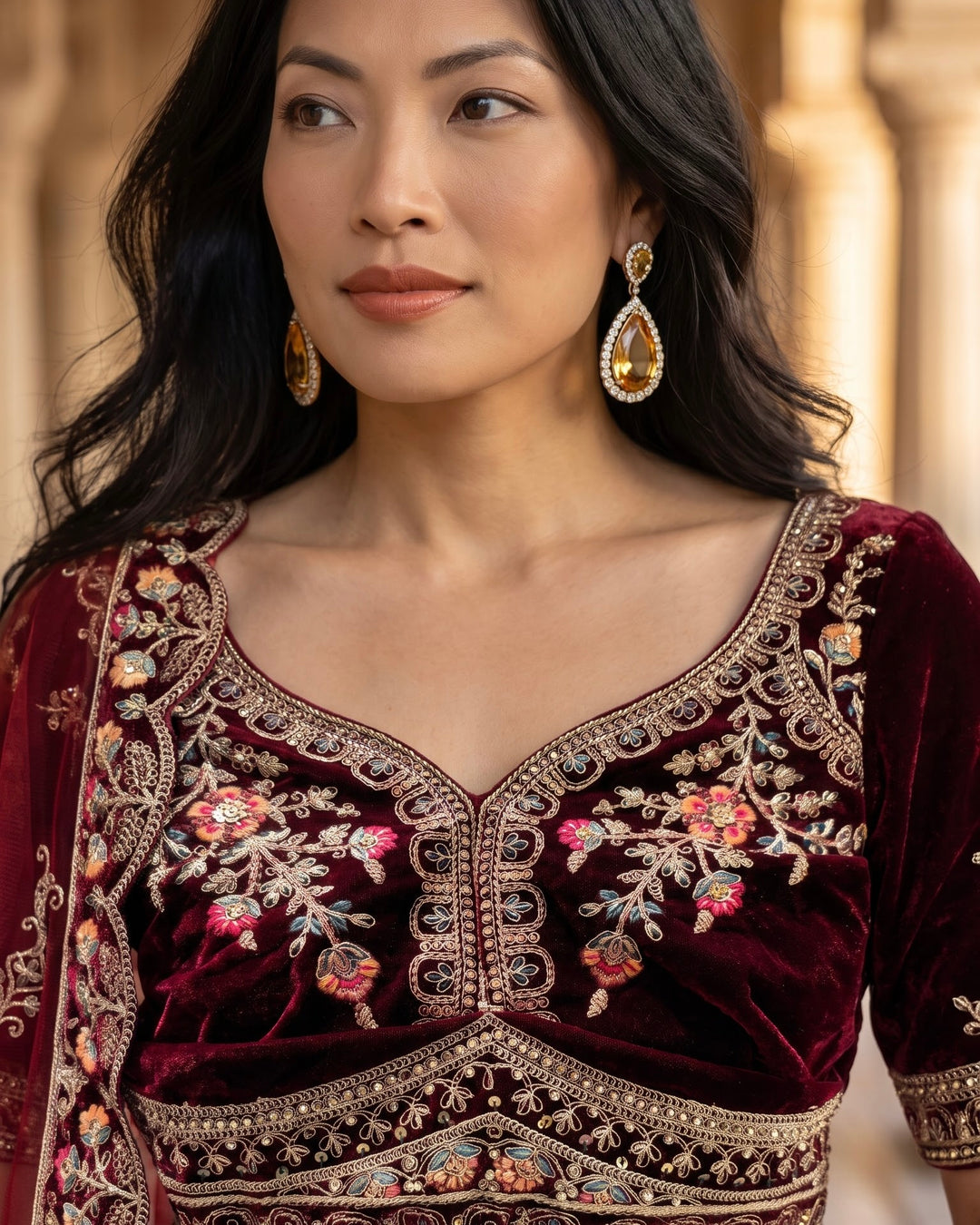 Maroon Silk Embroidered Lehenga with Heritage Elegance (54564)