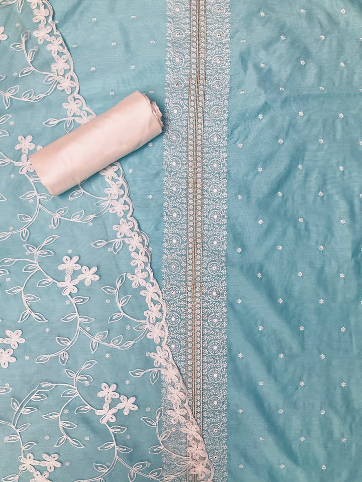 Chanderi Embroidered Unstitched Suit (45336)