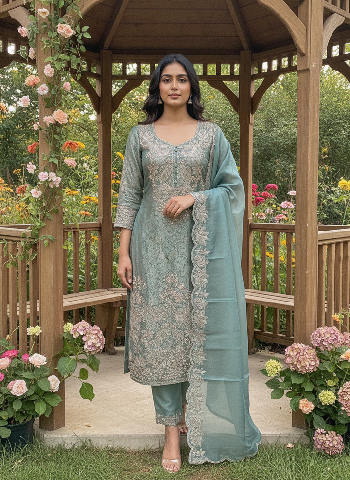 Embroidered Organza Festive Unstitched Ensemble (59618)
