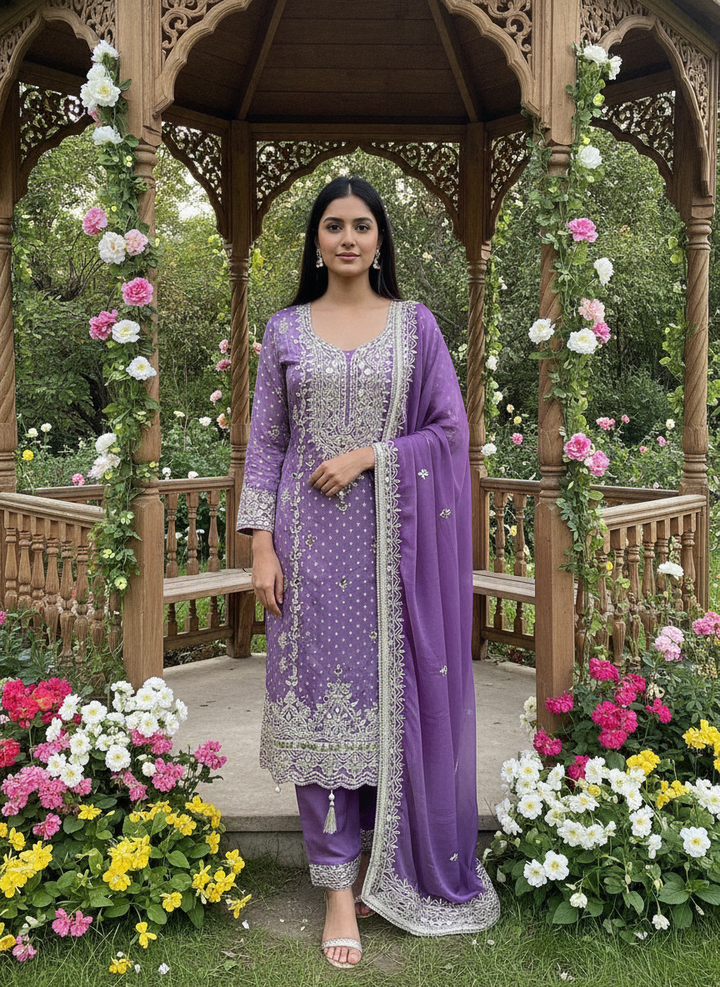 Embroidered Organza Festive Unstitched Ensemble (59449)