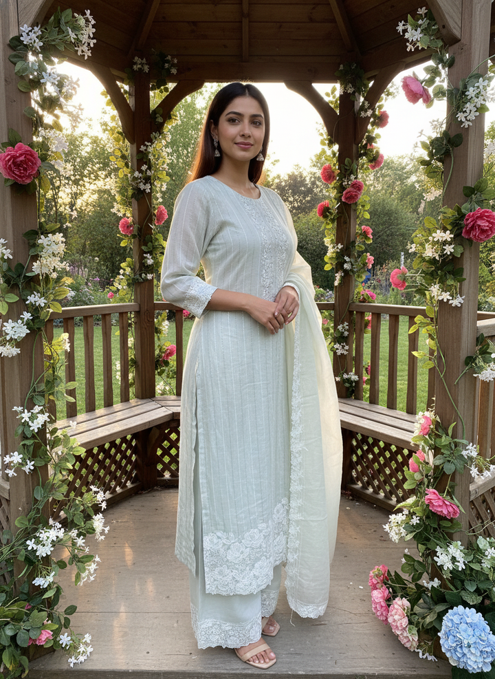 Green Linen Embroidered Unstitched Casual Elegance (55131)