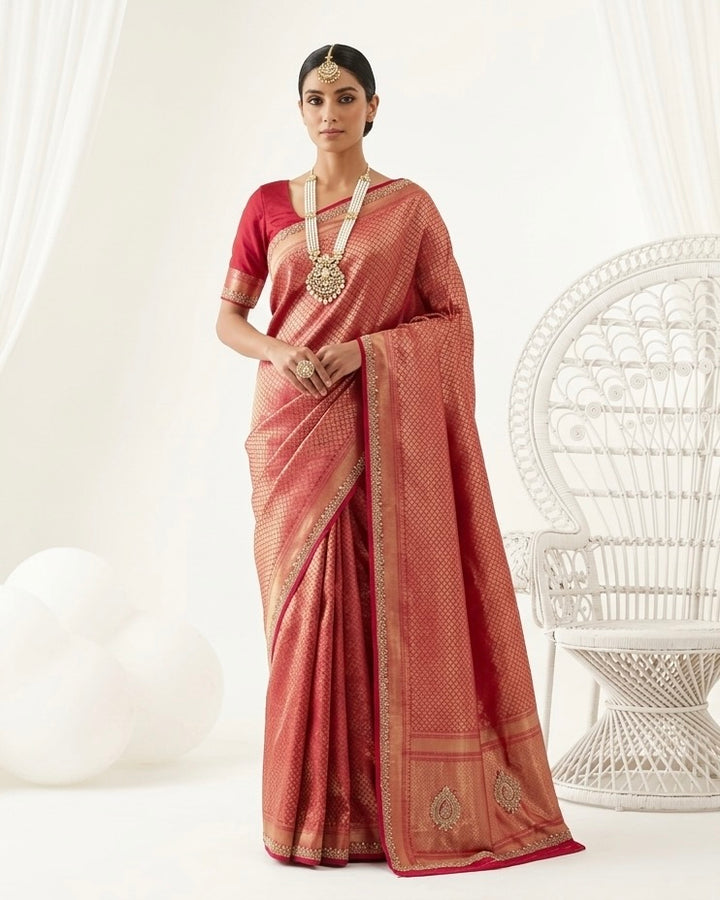 Rani Pink Silk Embroidered Saree Elegance (54891)