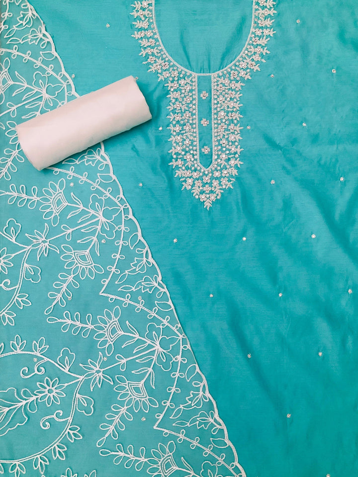 Chanderi Embroidered Unstitched Suit (45334)