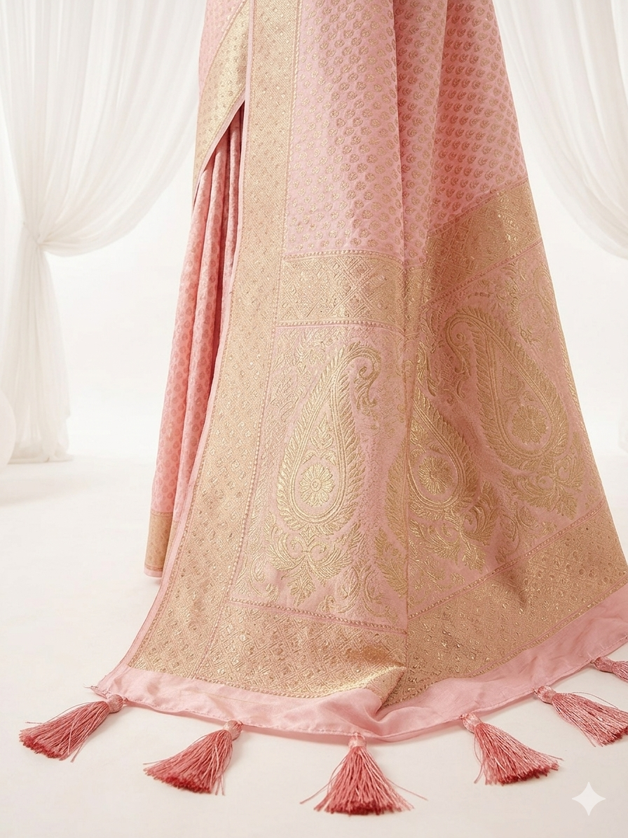 Heritage Silk Saree in Embroidered Pink (54894)