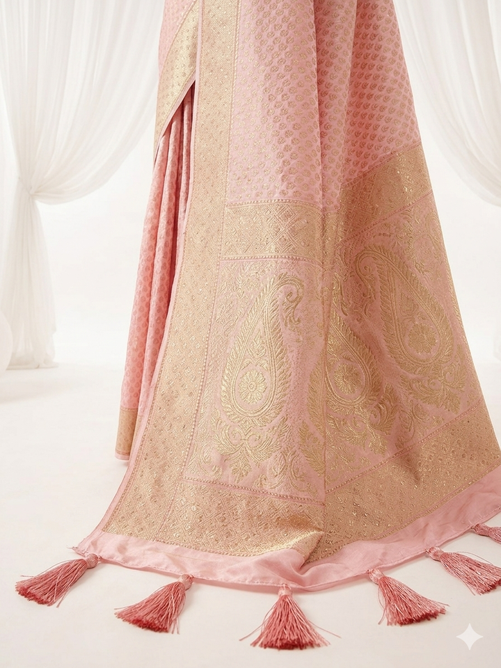 Heritage Silk Saree in Embroidered Pink (54894)