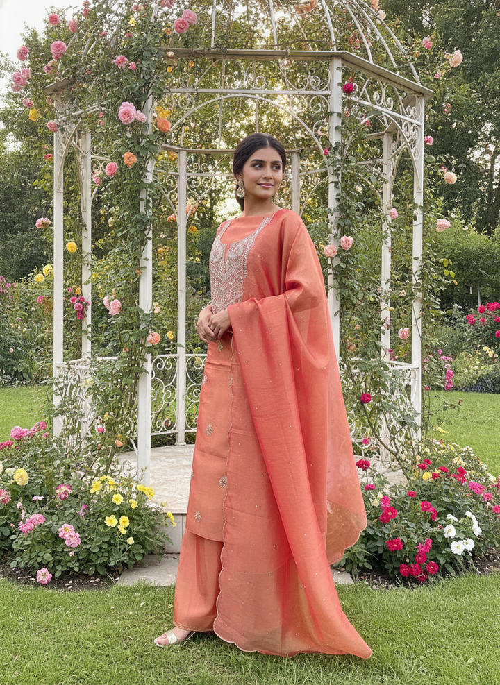Marigold Tissue Embroidered Festive Unstitched Ensemble (58863)