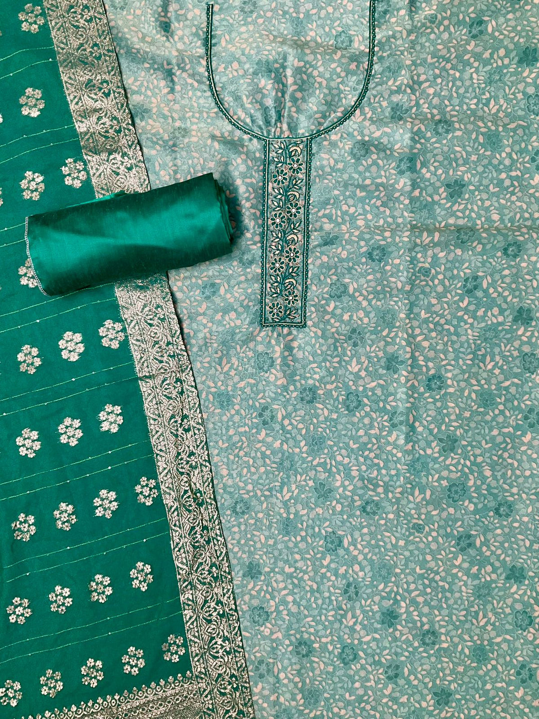 Chanderi Embroidered Unstiched Suit (45335)