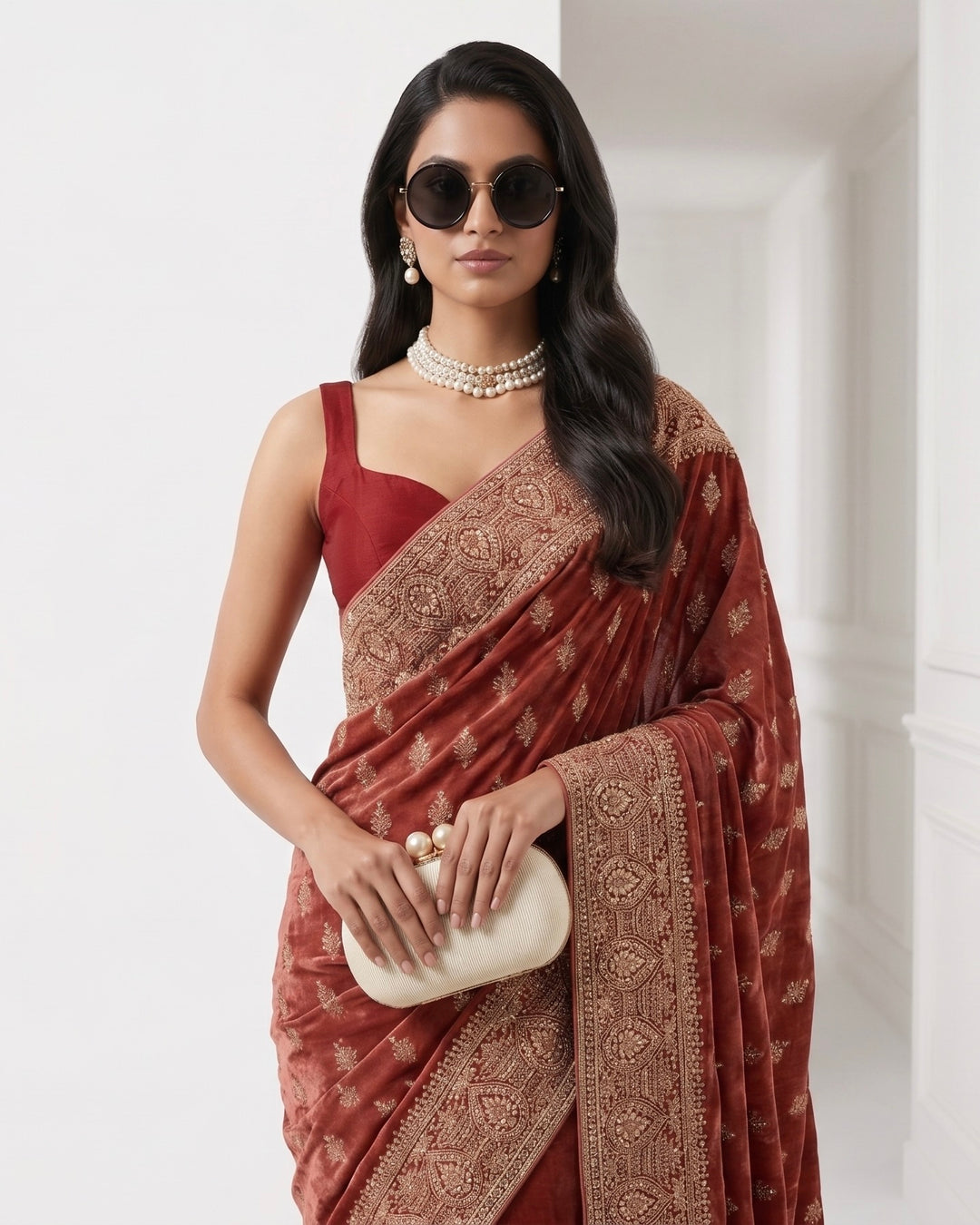 Pink Organza Saree with Allover Embroidery (54583)