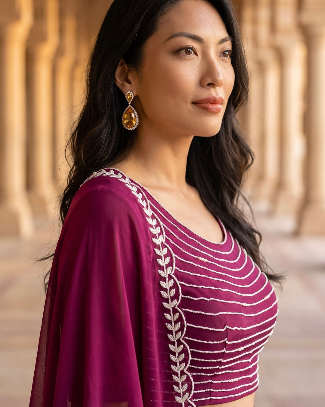 Embroidered Chinnon Indo western for Festive Celebrations (47961)