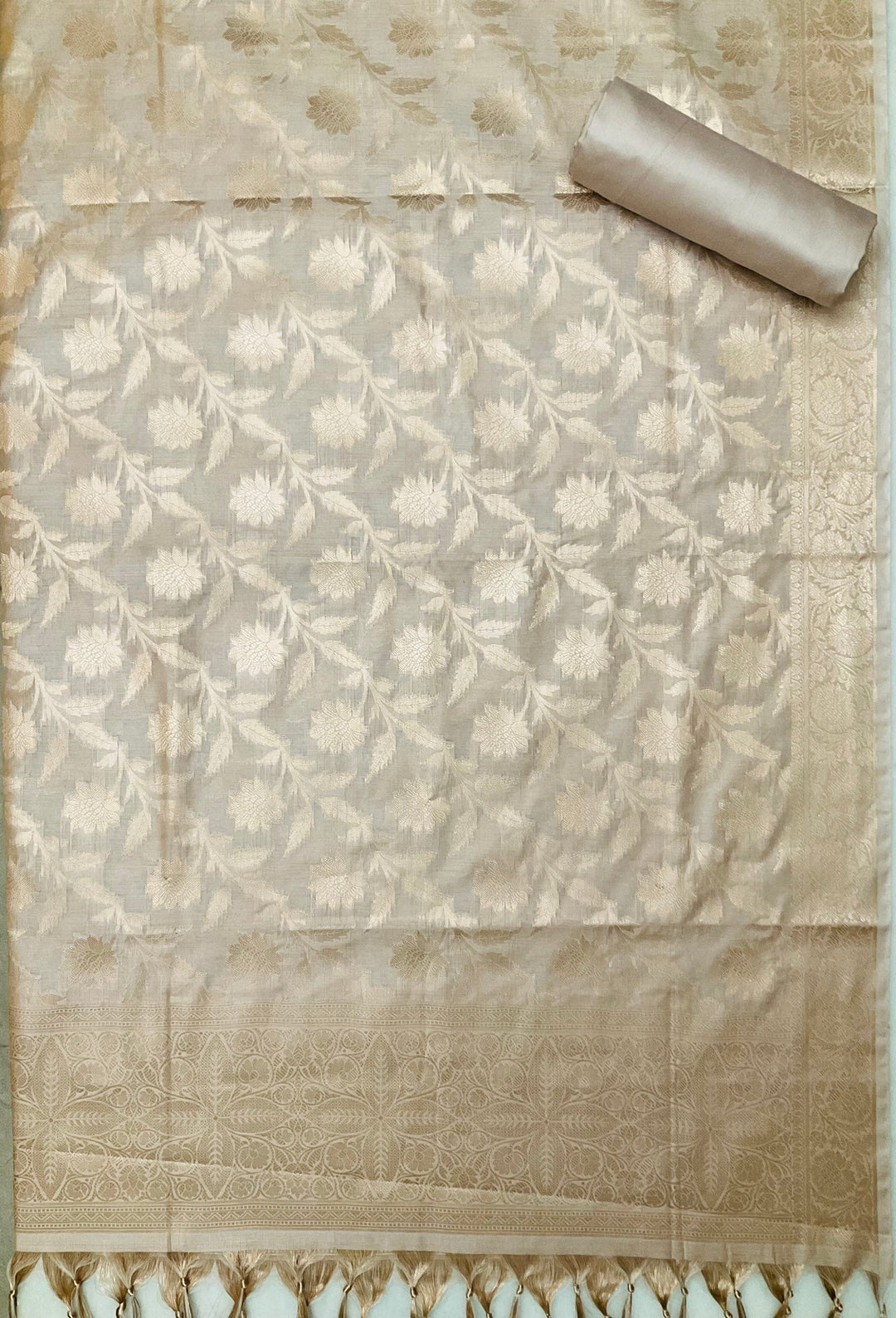 Woven Chanderi Silk Embroidered Unstiched Suit (46185)