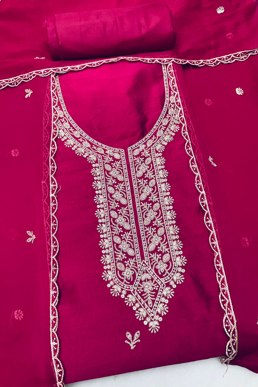 Silk Embroidered Unstiched Suit (45549)
