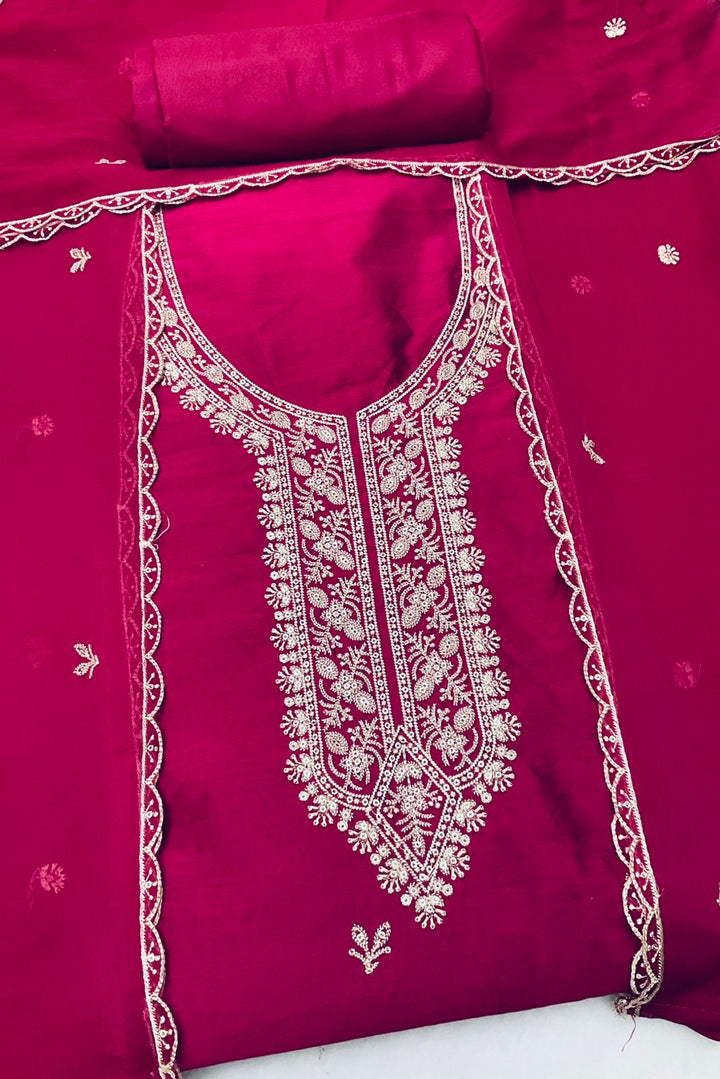 Silk Embroidered Unstiched Suit (45549)