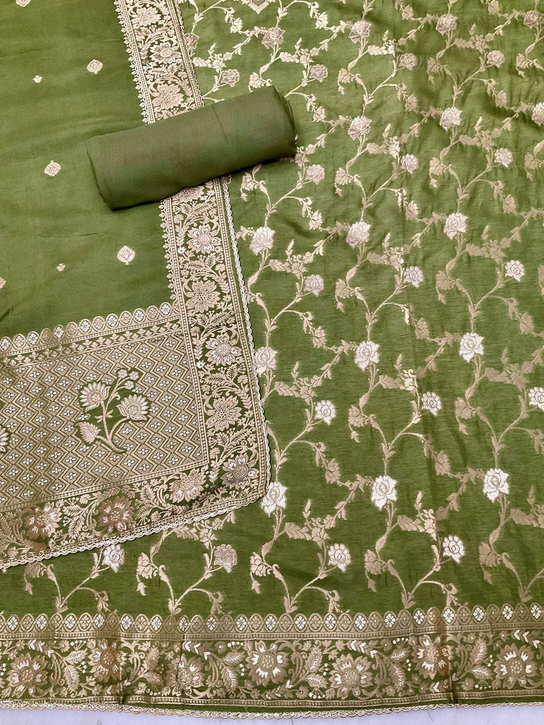 Chanderi Embroidered Unstiched Suit (45545)