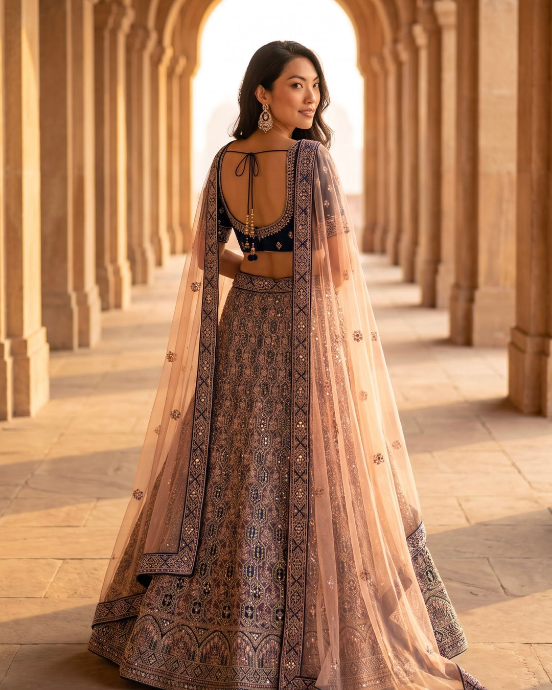 Lavender Organza Bridal Dupatta with Exquisite Embellishment (28417)