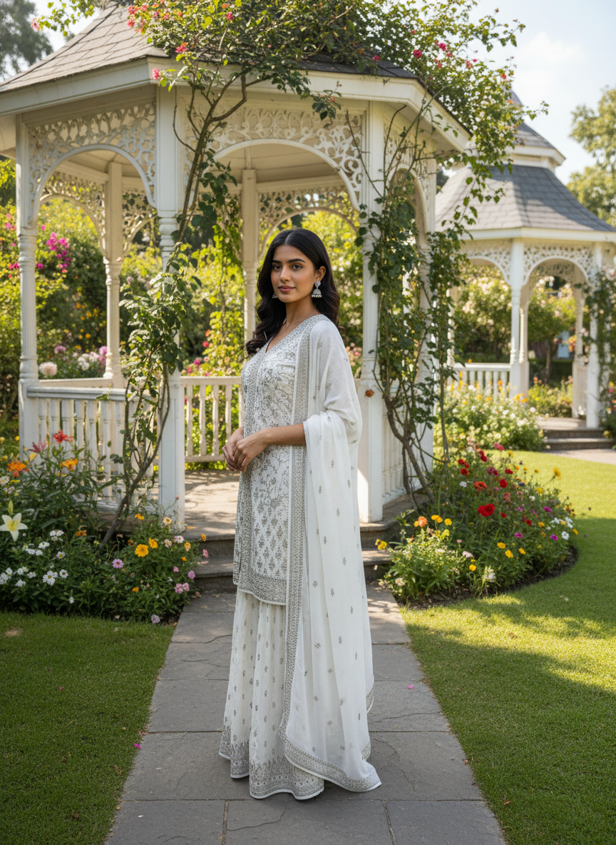 Moonlit Silk Palazzo with Zari Embroidery (53144)