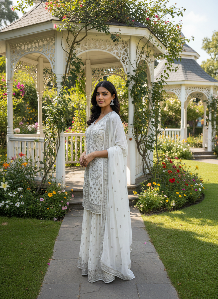 Moonlit Silk Palazzo with Zari Embroidery (53144)