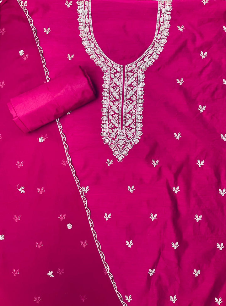 Silk Embroidered Unstiched Suit (45549)