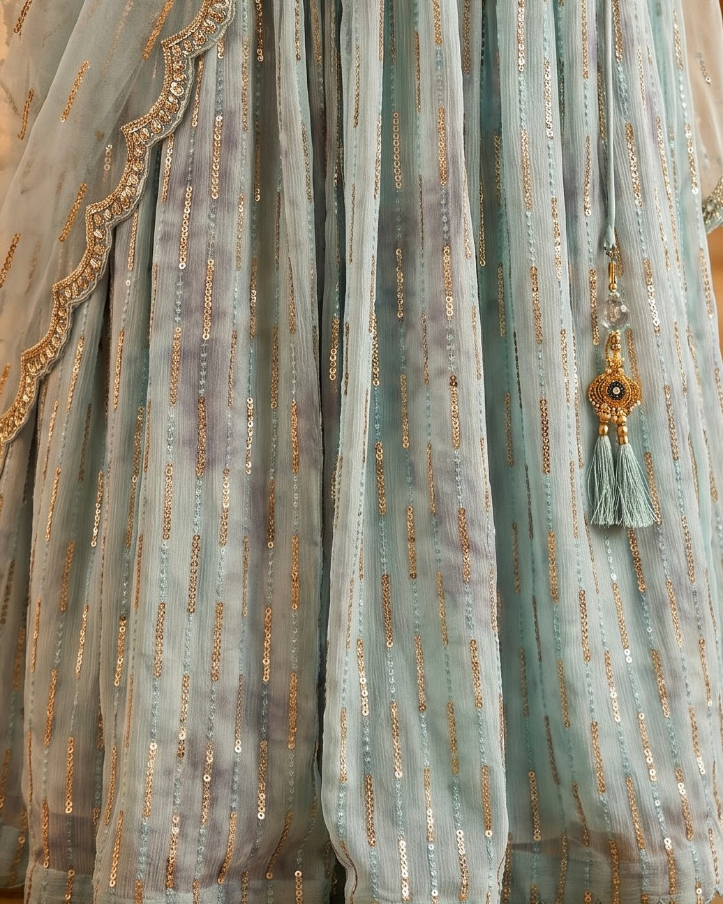 Embroidered Georgette Lehenga in Light Blue (21196)