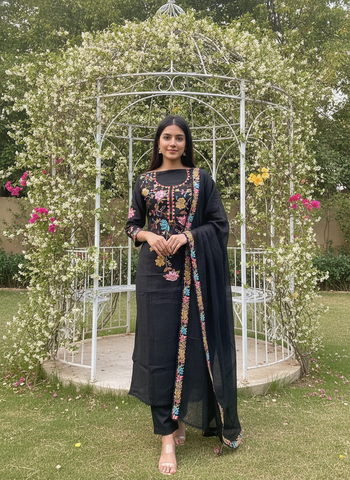 Embroidered Black Mull Unstitched Casual Elegance (58816)