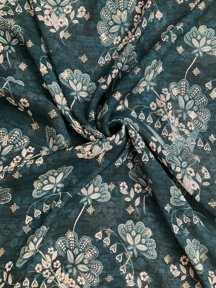 Printed Chinnon Sequence Embroidery Fabric (39164)