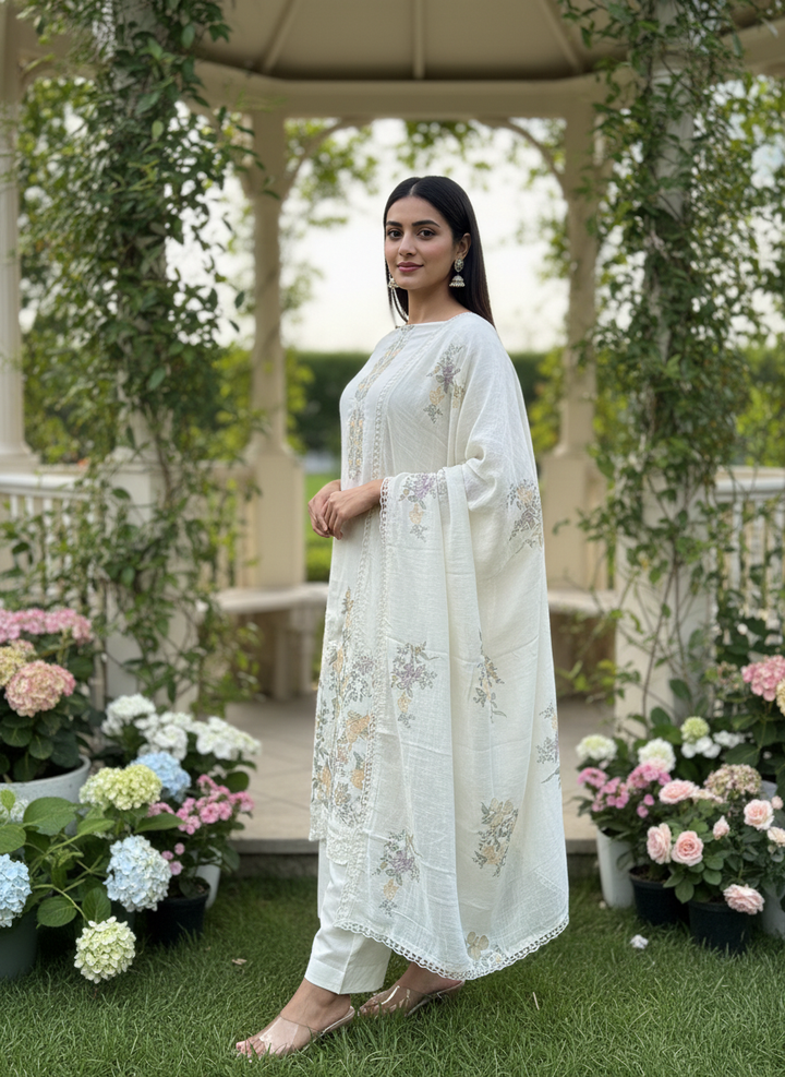 Embroidered Cream Linen for Languid Mornings (55379)