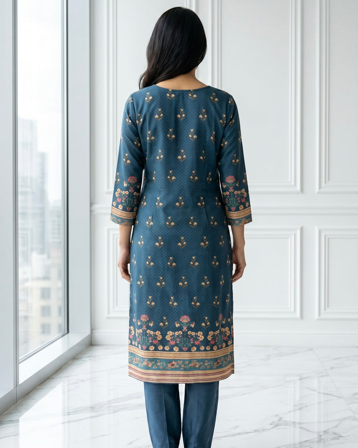Navy Blue Chinnon Embroidered Festive Dupatta (47024)
