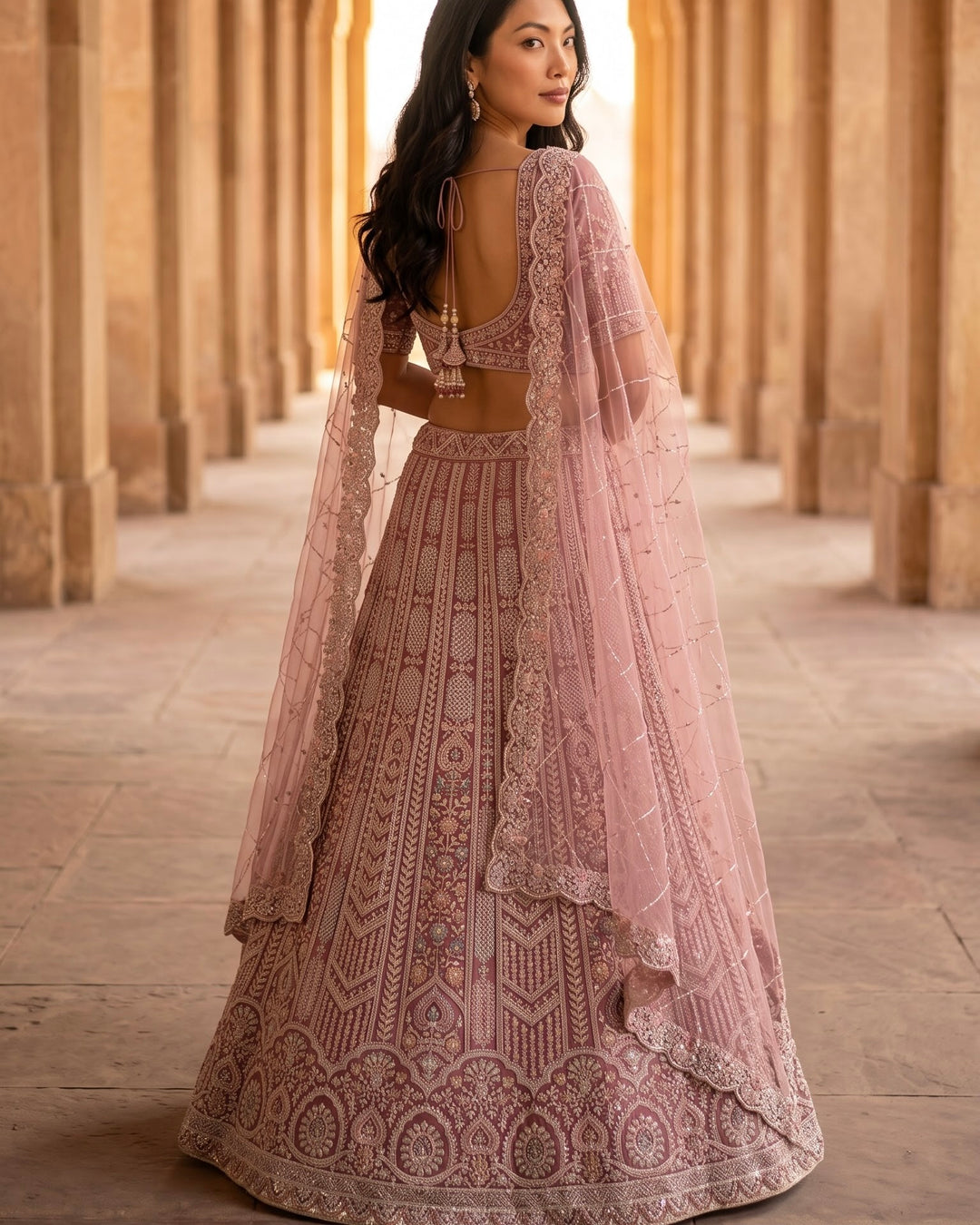 Luminous Zari Embroidered Bridal Lehenga in Pink (37511)