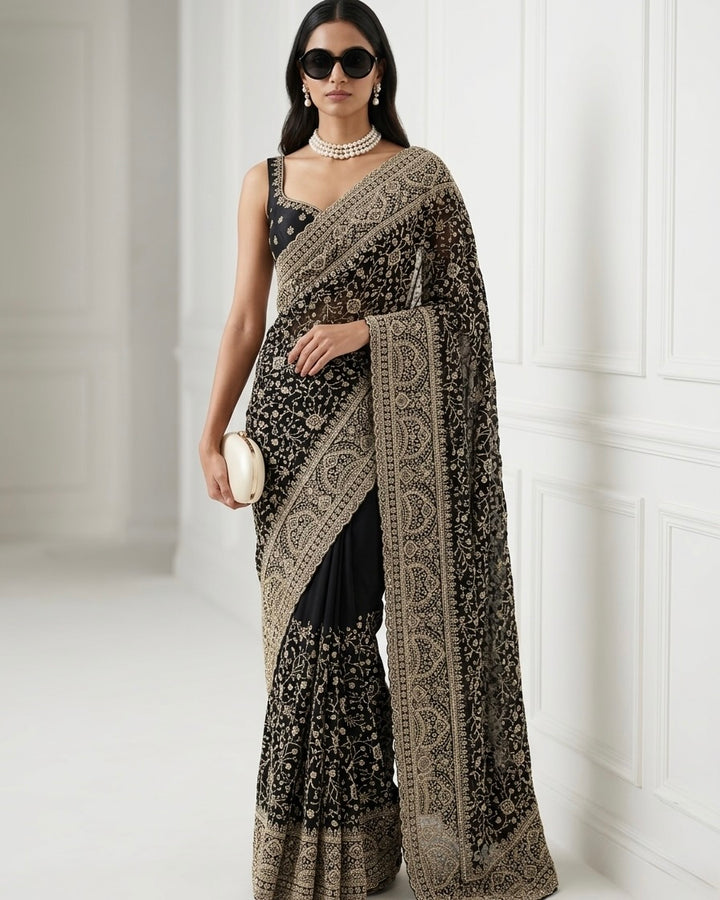 Embroidered Georgette Festive Saree Collection (46725)