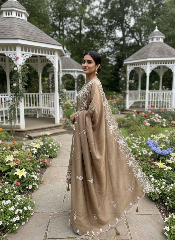 Bronze Dusk Tissue with Gota Embellishment (52491)
