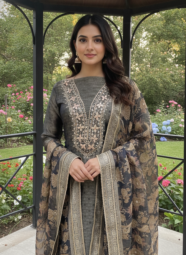Embroidered Organza Festive Dupatta in Assorted Hues (49155)